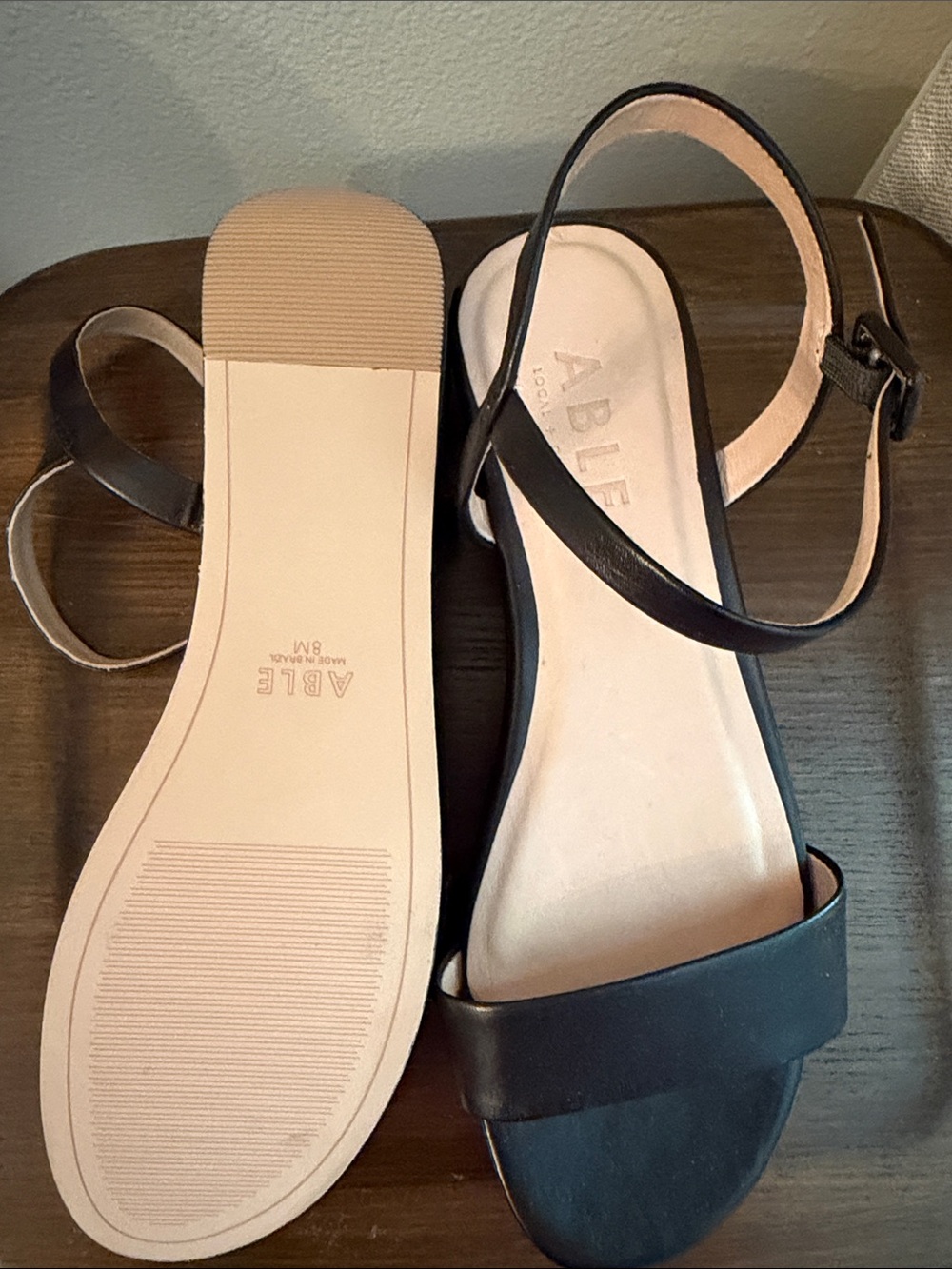 Able Black Platform Ankle-Strap Sandals NWOT - Picture 3 of 3